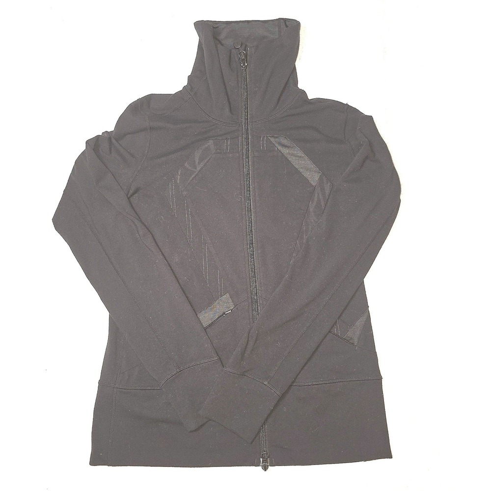 Lululemon In Stride‎ Jacket Origami Black Grey Polar Cream Size 6 Full Zip HTF - Picture 1 of 4